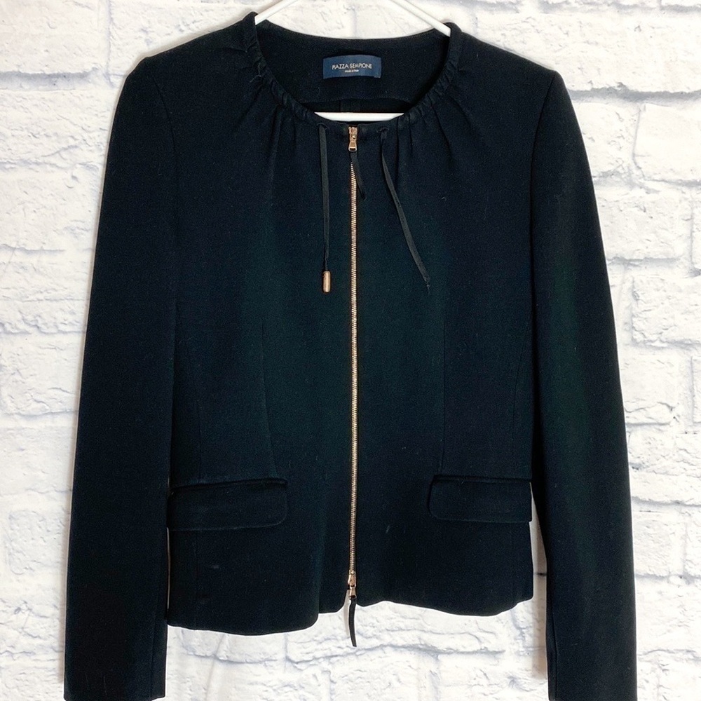 Piazza Sempione black gathered neck jacket